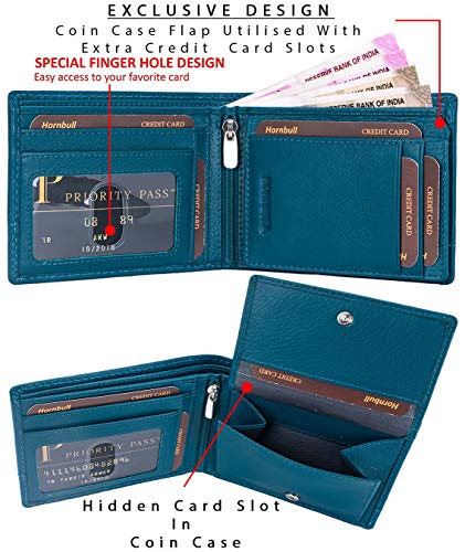 Image of HORNBULL Men's Personalized Wallet I Customized Slim Stylish Leather Purse with Name I Unique Birthday Gift for Men Boy Love Husband (Aqua)