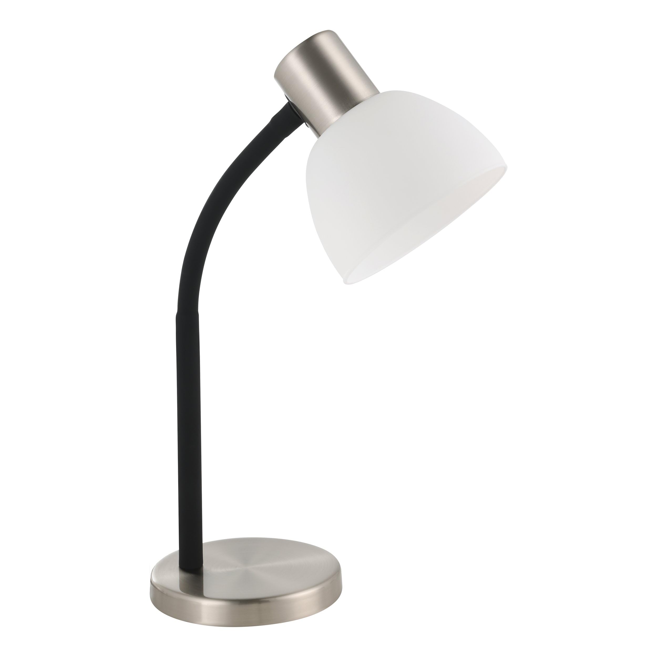 Eglo Macere Table lamp, Table Light for Office and Bedroom, Desk lamp Made of Metal in Silver and Glass in White, Bedside lamp with E14 Socket โ image 1