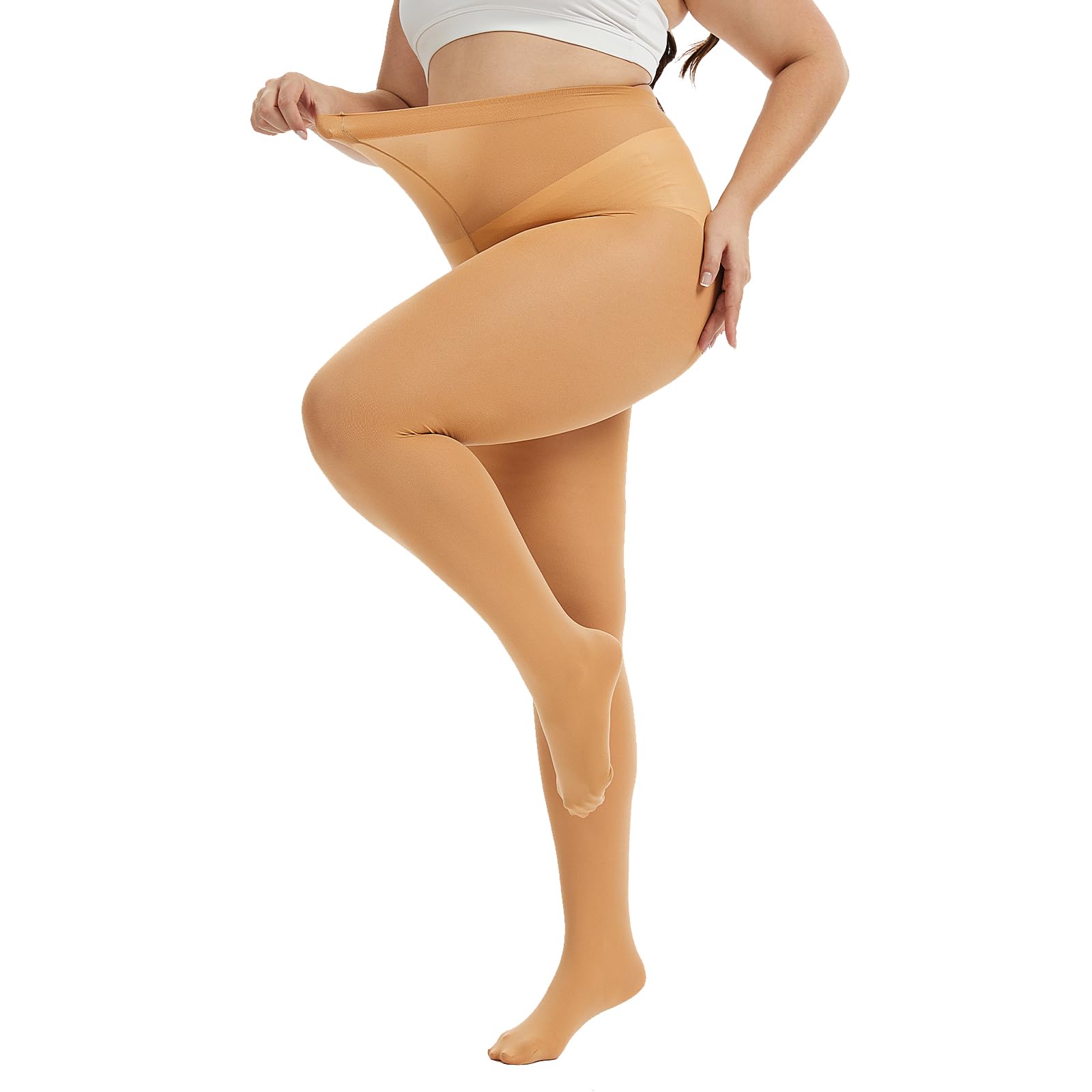 LOFIR Damen Strumpfhose 80D Microfaser: Große Größen Blickdichte Elastisch Weich Damenstrumpfhose mit Hoher Taille für Frauen 1 Paar XL–XXL