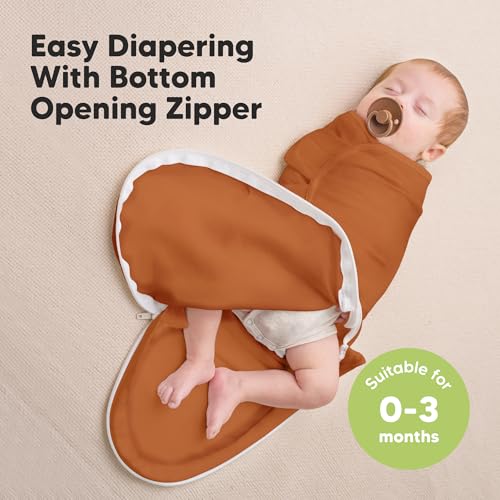 Image of Baby Swaddle Sleep Sacks with Zipper - 3-Pack Swaddles for Newborns 0-3 Months, Infant, Baby Girls, Boys, Soft & Durable Newborn Sleep Sack, Easy Diaper Change Swaddling Blanket (Terracotta, OS)