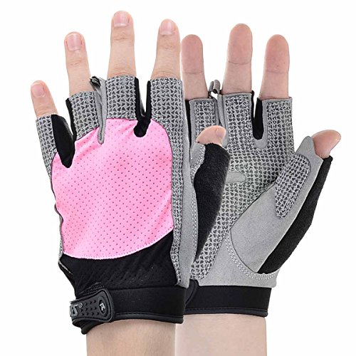 Kamo Ultralight Anti-Slip Breathable Gloves for Gymnastics,Kayaking,Paddling,Sailing,Weight Lifting,Training,Fitnessï¼ŒBodybuilding and Outdoor Anti-Slip Cycling Gloves Men & Women(Pink,L)