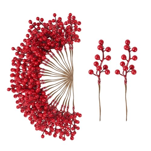 Kanxinr 50Pack Christmas Tree Decorations Artificial Berry Stems Red Berry Picks for Xmas Winter...