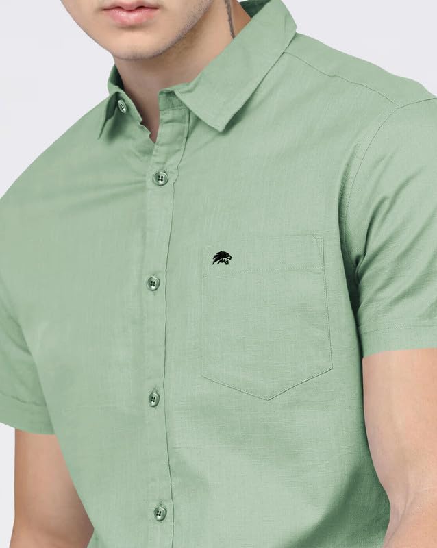 Image of BRUCEWANE Men's 100% Cotton Half Sleeve Shirt