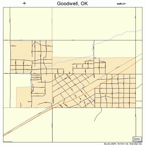Large Street & Road Map of Goodwell, Oklahoma OK Printed poster size