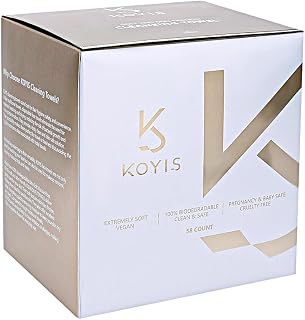 KOYIS Face Towels Disposable Biodegradable Dry Wipes for Sensitive Skin,Plant Long Fiber Facial Towels for Washing Face,Skincare and Makeup Remover,With Dust-proof Magnetic Cover(58 Count X 1 Pack)