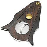 OYHBO Cigar Cutter Guillotine Stainless Steel Zebra Wood Sharp Double Blades Perfect for Most Cigars (gold)