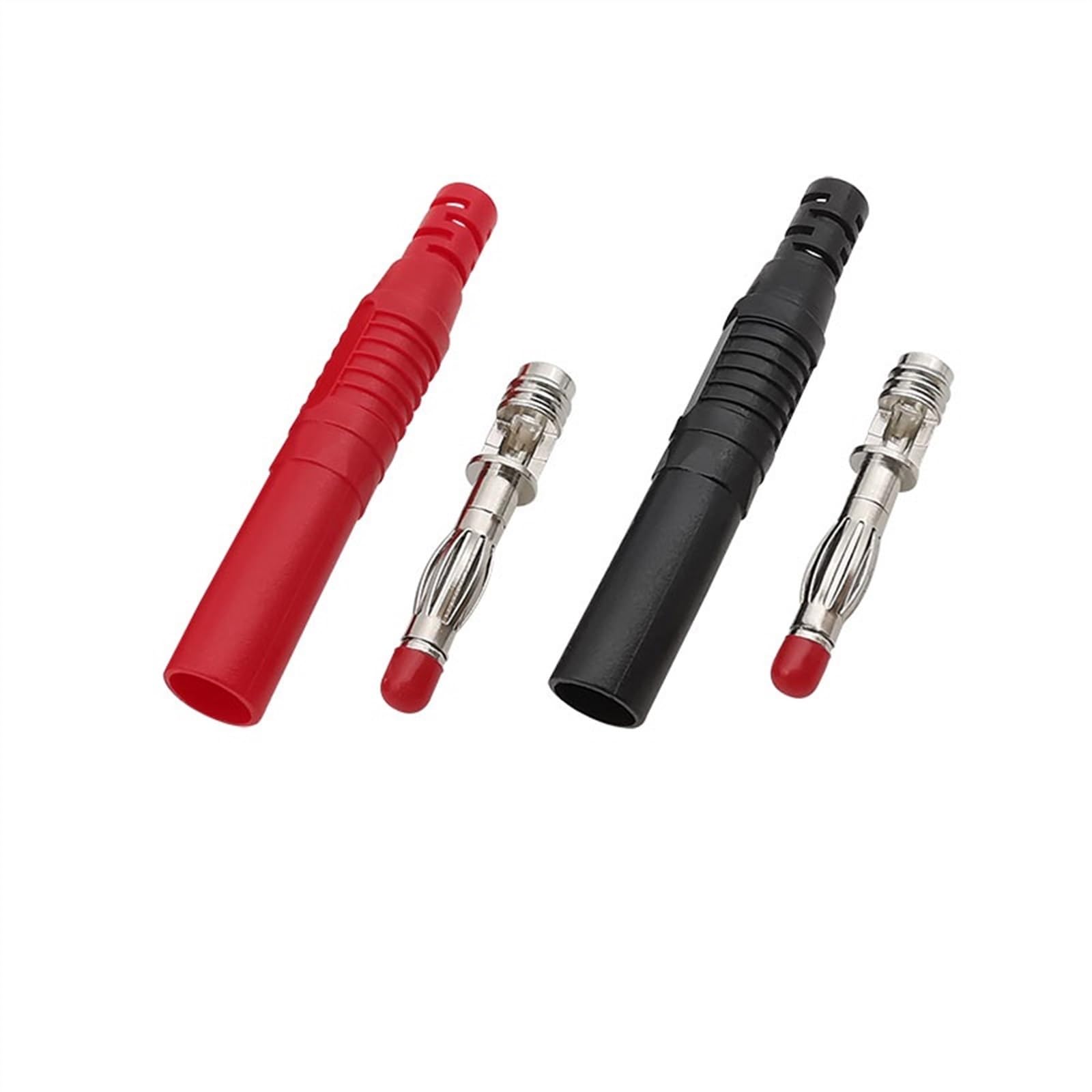 Connecteur banane rouge noir 4 mm avec gaine en plastique de type soudure, câbles de test, fiches bananes (2 rouges et 2 noirs)