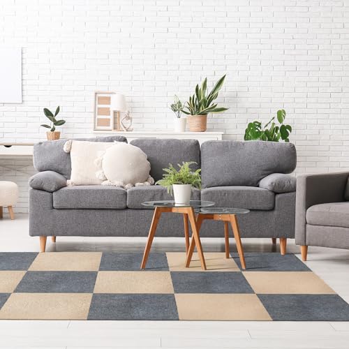 Vieshful Selbstklebende Teppichfliesen 50x50 cm, Zuschneidbare Teppichbodenfliesen, Weiche Nadelfilz Fliesen für Wohnbereich, Büro, Küche – 10 Fliesen pro Box / 2,5 m² Hellgrau