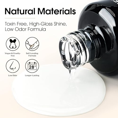 AIMEILI Gel Nail Polish Hema Free No Wipe Top and Base Coat Set 2 x 15ml, Cruelty Free, Vegan, High Gloss Shine Finish and Long Lasting