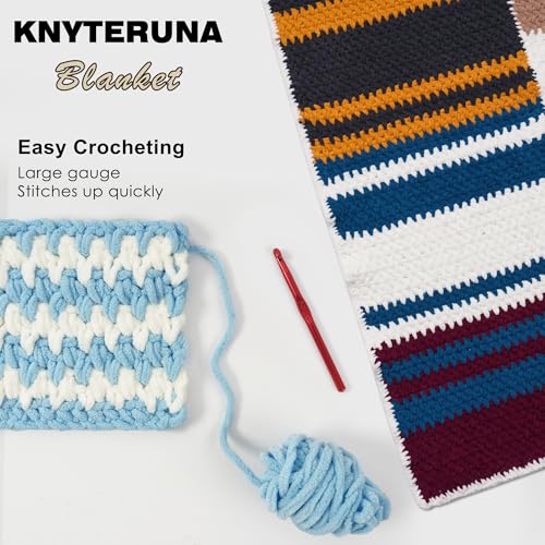 Image of #6 Super Bulky Blanket Yarn for Crocheting - 4 Skeins(Each 10.5oz /300g, 220yds /201m), Chunky Chenille Thick Plush Big Soft Yarn for Crocheting Knitting Blankets, Sky Blue