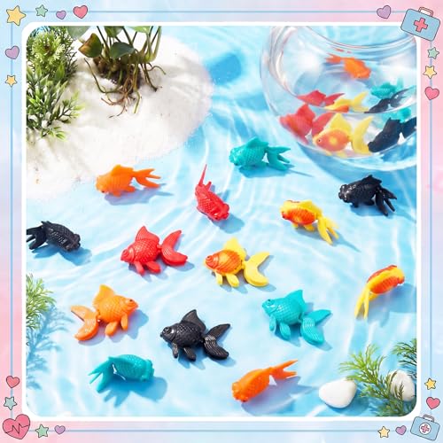 Image of Sumind 100 Pieces Multicolor Fake Floating Fishes Plastic Fake Goldfish Artificial Aquarium Fishes Colorful Realistic Artificial Moving Fish Ornament Decorations for Aquarium Fish Tank