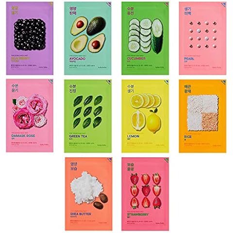 Holika Holika Pure Essence Mask Sheet 20ml Pack of 10, 100% Natural Tencel Sheet, Easy to Open Cover