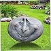 OnIUeZky Funny Face Rock Art Sculpture Decoration Yard Art Face Resin Sculpture Mystical Garden Stones for Indoors Outdoors Patio ...