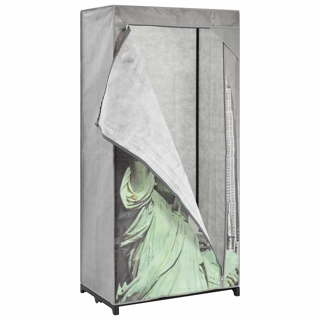 Armario de tela 75 x 45 x 160 cm New York con barra para colgar y estante, armario plegable plegable para ahorrar espacio para dormitorio, habitación de los niños, pasillo y almacenamiento
