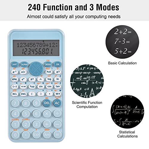 Image of EooCoo Scientific Calculator,Two-Line Display,Cute Desk Accessories,Slim and Portable,Standard Scientific Calculator Suitable for School Office Business Supplies,Primary School to College Student-Blue