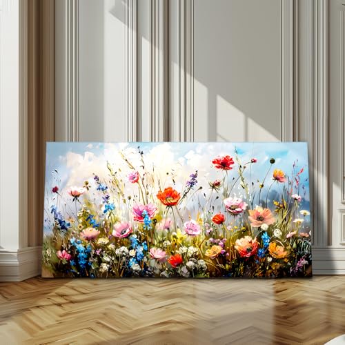 SERIMINO Large Wall Art for Living Room Canvas Prints, Farmhouse Nature Floral Botanical Wall Decor, Colorful Flower Market Modern Home Decor Oil Paintings Bathroom Decor Aesthetic 30"X60"