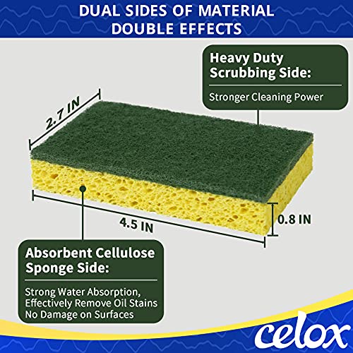 Celox 12 Pack Dish Sponge For Kitchen, Dual Sided Scrub Sponge Heavy Duty, Non Scratch Sponges Perfect For Kitchen Dishwashing And Household Cleaning, Highly Absorbent And Easy To Dry For Reuse #TOP4