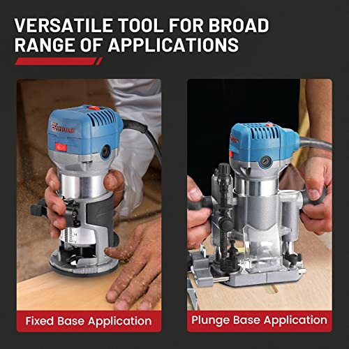 Wood Router Combo Kit, Enhulk 6.5AMP 125HP Trim Router Fixed Base & Plunge