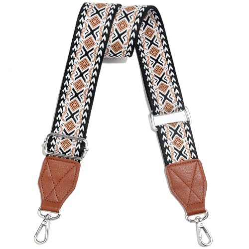 Image of Purse Strap,1.5 inch Leather End Shoulder Strap Adjustable Replacement,Retro Multi-Pattern Crossbody Bag Straps