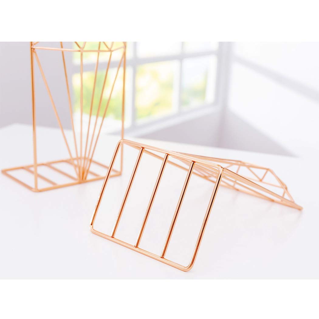 SIPLIV Sujetalibros De Estilo Minimalista Creativo En 3D Soporte De Libros Ajustable De Metal Soporte De Libro Estante De Escritorio Escritorio - Diamante, Oro