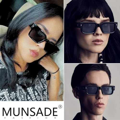 Trendy Rectangle Sunglasses for Women Men Retro Square Chunky Frame Sun Glasses Designer Style UV Protection2