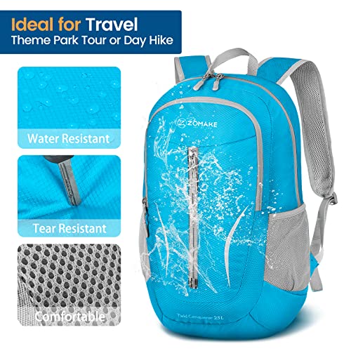 Image of ZOMAKE Ultra Lightweight Packable Backpack 25L, Foldable Hiking Backpacks Water Resistant Small Folding Daypack for Travel(Light Blue)