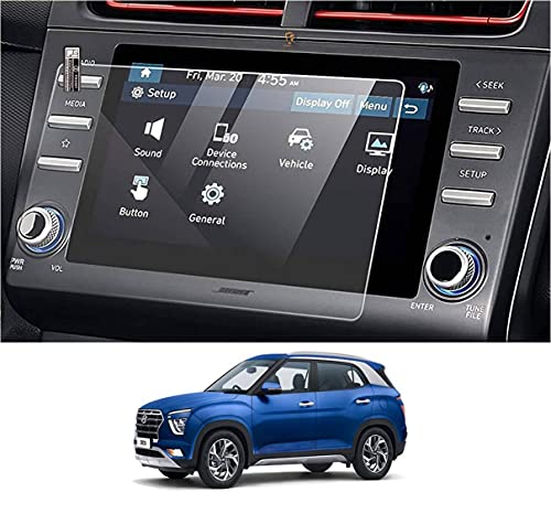 Image of 9H Unbreakable Glossy Finish Screen Protector Compatible with Hyundai Creta 2020 Facelift 2020 CAR Touch Screen Infotainment System (8 Inch)
