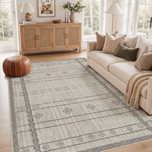 Image of cotiled 6x9 Area Rugs for Living Room: Boho Washable Rug for Dining Room