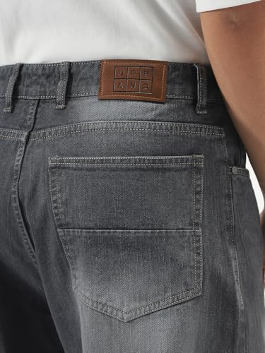 Image of Urbano Fashion Men's Loose Baggy Fit Washed Denim Jeans Non-Stretchable