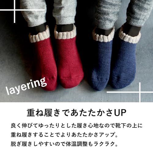 エムアンドエムソックス 裏起毛 靴下 レディース ルームソックス ブランケット 日本製 まるで毛布 アンクル丈 くるぶし丈 HOME HS08 の商品画像 5