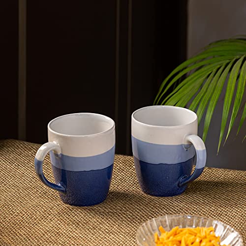 Image of ExclusiveLane 'Ocean Hues' Handcrafted Ceramic Coffee Mug Set of 2 (320 ML, Microwave Safe & Dishwasher Safe) - Ceramic Coffee Mugs For Tea Mugs Set Ceramic Mugs Milk Mug Pottery Mugs