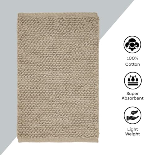 Image of haus & kinder Cotton Chenille Door Mat 1700 GSM | Ultra Soft Absorbent Anti Skid Bath Mat for Bathroom, Entrance & Kitchen | Thick Floor Mat | Beige | 45 x 70 cm