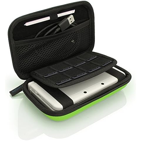 iGadgitz U3613 - EVA Hard Case Cover Compatible with Nintendo 3DS XL & 2DS XL 2017 - Green Cover