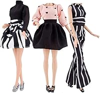 E-TING 3 Sets Handmade Doll Clothes for 11.5 Inch Dolls: Chiffon Dresses, Jumpsuits, Office Style Outfits