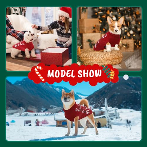 Nobleza Hundepullover Weihnachten, Rollkragenpullover für Katzen und Hunde, Hundepullover mit Lustigem Schneemann-Muster, Weich Weihnachts-Hundepullover für Katzen, Kleine Mittelgroße Hunde, L