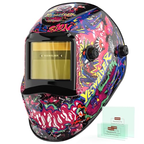 Image of YESWELDER Auto Darkening Welding Helmet, Blue Light Blocking, 1 /1 /1 /1 True Color Solar Powered Welding Hood with 2 Arc Sensors, Wide Shade 3.5 /9-13 Welder Mask for TIG MIG ARC and Grind