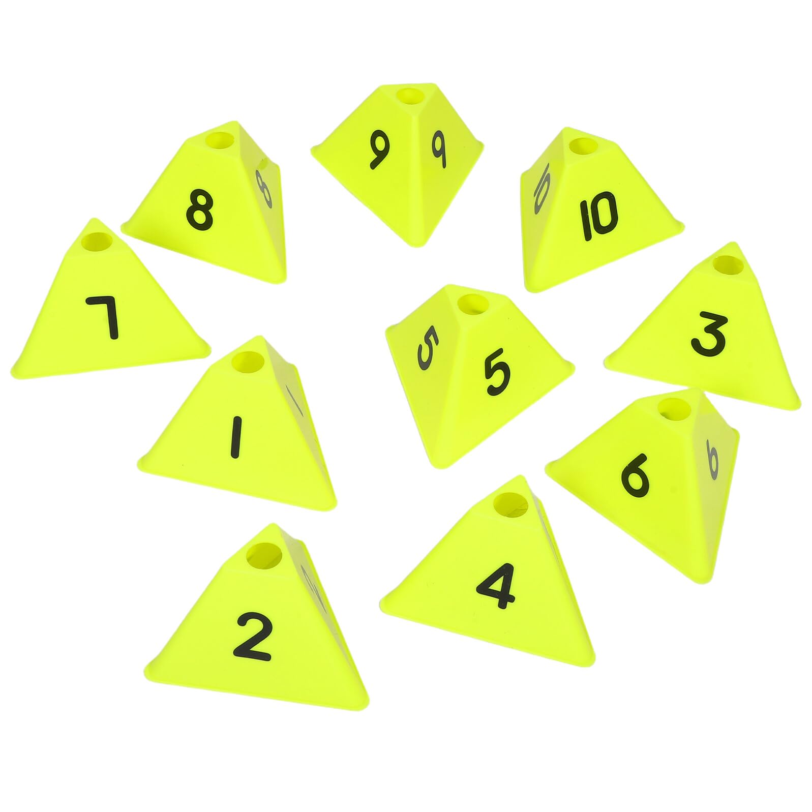 Conos de Entrenamiento Físico Triangulares Numerados 1-10, Marcadores de Campo de Fútbol Naranjas, Resistentes al Viento y Portátiles para Entrenamiento de Agilidad y