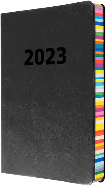 Collins Edge Rainbow A5 Week to View 2023 Diary - Charcoal (ED153.U96-23) - Complete Planner, Agenda and Journal
