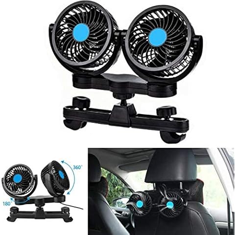 Ventilador de Asiento Trasero SUPAREE 12V con Doble Cabeza Giratoria Cover