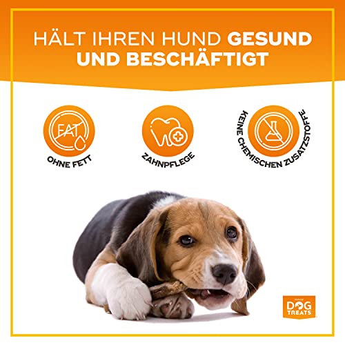 Natural Dog Treats - Rinderkopfhaut Und Ochsenziemer Für Hunde Und Welpen - 100% Natürlicher Kauartikel - Kausnack - Beste Kopfhaut Vom Rind 15cm Stücke - Ideale Zahnreinigung - 5 Stück