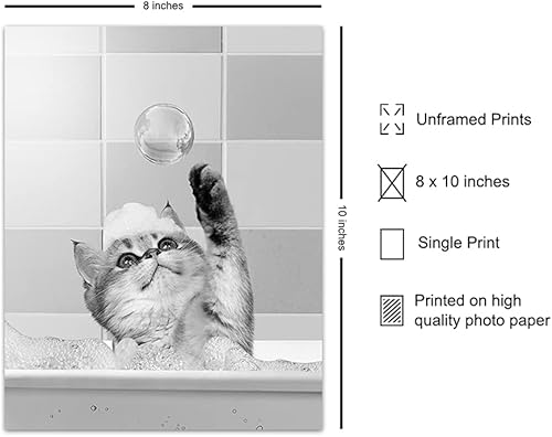 Miniatura 2 de Cute Cat Bathroom Decor - Unique Bath Wall Decor - Modern Bathroom Wall Art - Powder Room Decor - Kitty Cat Bathroom Decorations - Restroom Sign -