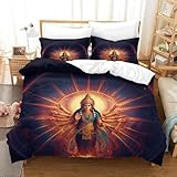 DAweiliuu Buddhist Bedding Set 3D Printed Indian Buddha Quilt Cover with Zipper Closure Luxe Duvet Cover with Pillowcase Microfiber for Childrens and Adults Full（203x228cm）
