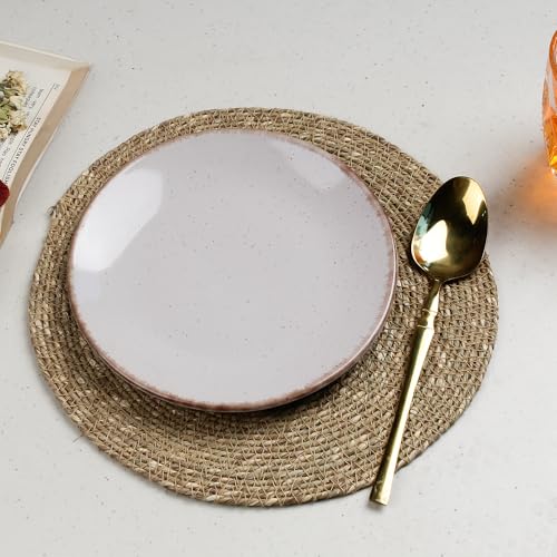 Image of The Earth Store Glossy Lavender Marble 7 Inch Ceramic Quarter Plates Set of 2 | Microwave & Dishwasher Safe Plate | Half Plate for Dessert, Snacks, Dinner | Snack Plates for Gifting, Daily Use
