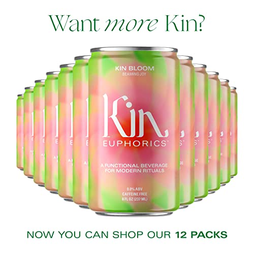 Kin Bloom by Kin Euphorics, Non Alcoholic Spirits, Prebiotic, Ready to Drink, L-Theanine, Schisandra, Damiana, Strawberry, Ease Back to Center, Conjure Clarity and Vision, 8 Fl Oz (4pk) - Thumbnail 2