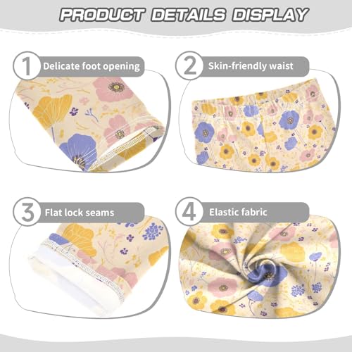 KLL Vibrant Floral Pattern Poppy Toddler Baby Girl Leggings Casual Full Length Pants Gym3