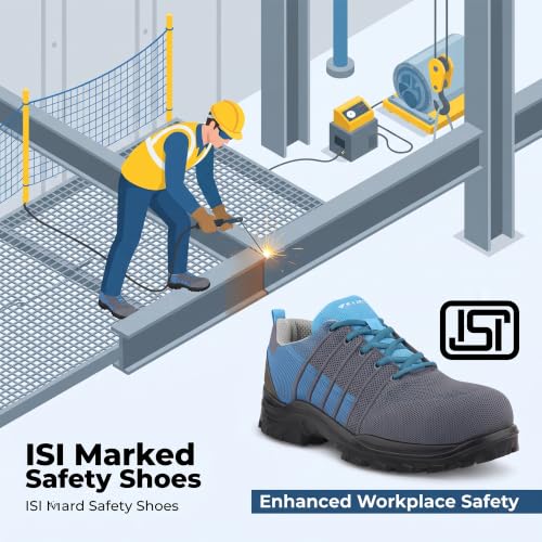 Image of FUEL Aqua Safety Shoes for Men | Lightweight Industrial Steel Toe Safety Shoe | Breathable Knitted Upper | Anti-Bacterial PU Sole | ISI Marked Work Shoes for Men
