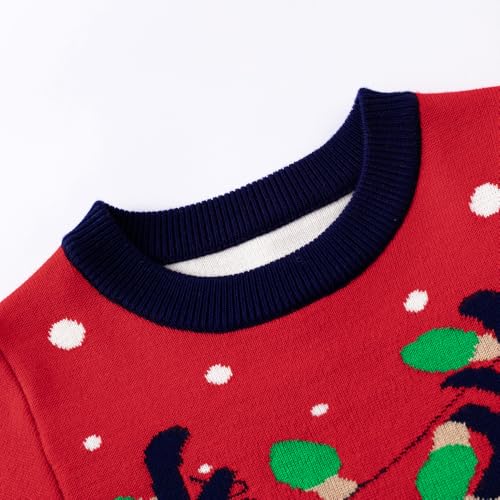 Image of Girl Ugly Christmas Sweater - Boy Double Layer Knitted Reindeer Holiday Xmas Pullover Sweater Kids 2-9 Years Old