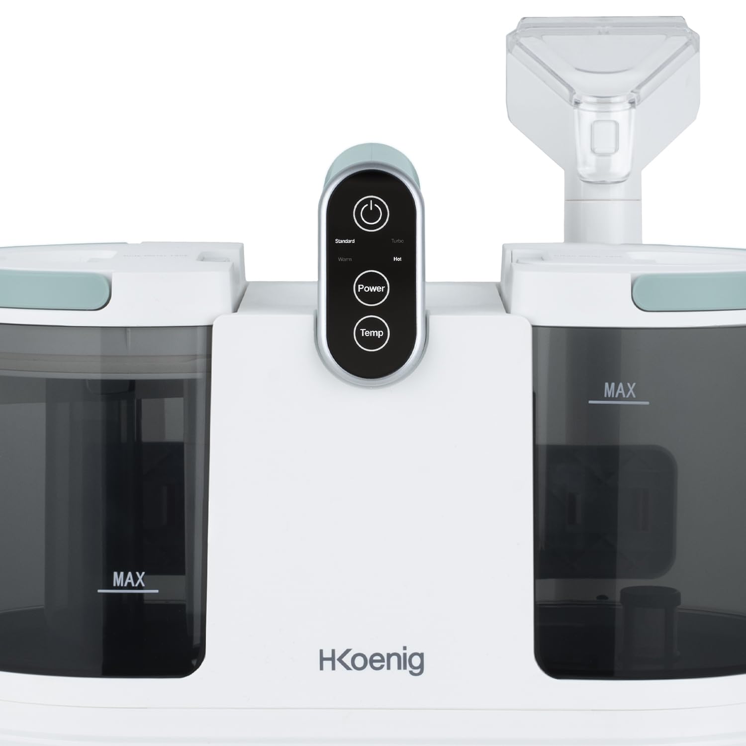 H.Koenig Nettoyeur Textile à Main Eau Chaude TWT88, Double Réservoir 1600mL et 950mL, Débit d'Eau 255mL/min, Température jusqu'à 60°C, 2 Niveaux d'Aspiration, 1200W