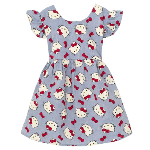 Hello Kitty Girls Chambray Dress Toddler to Big Kid Sizes (2T - 14-16)