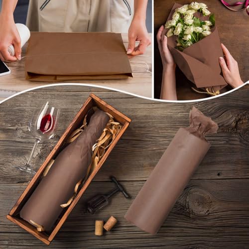 Image of 100 Sheets Brown Tissue Paper Artdly 14 x 20 Inches Brown Wrapping Paper Bulk for Weddings Birthday DIY Project Christmas